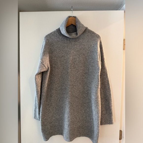 Mango Dresses & Skirts - Mango Soft Gray Turtleneck Neck Sweater Dress XL